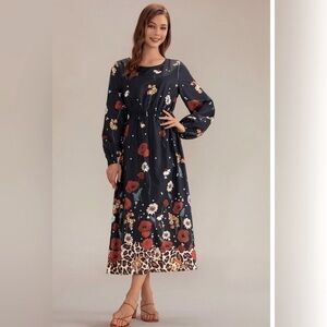 Perallush long dress, balloon sleeves